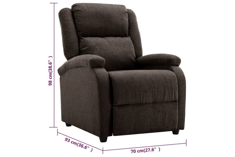 Reclinerfåtölj mörkbrun tyg - Mörkbrun - Möbler - Stolar & fåtöljer - Fåtölj - Biofåtölj & reclinerfåtölj