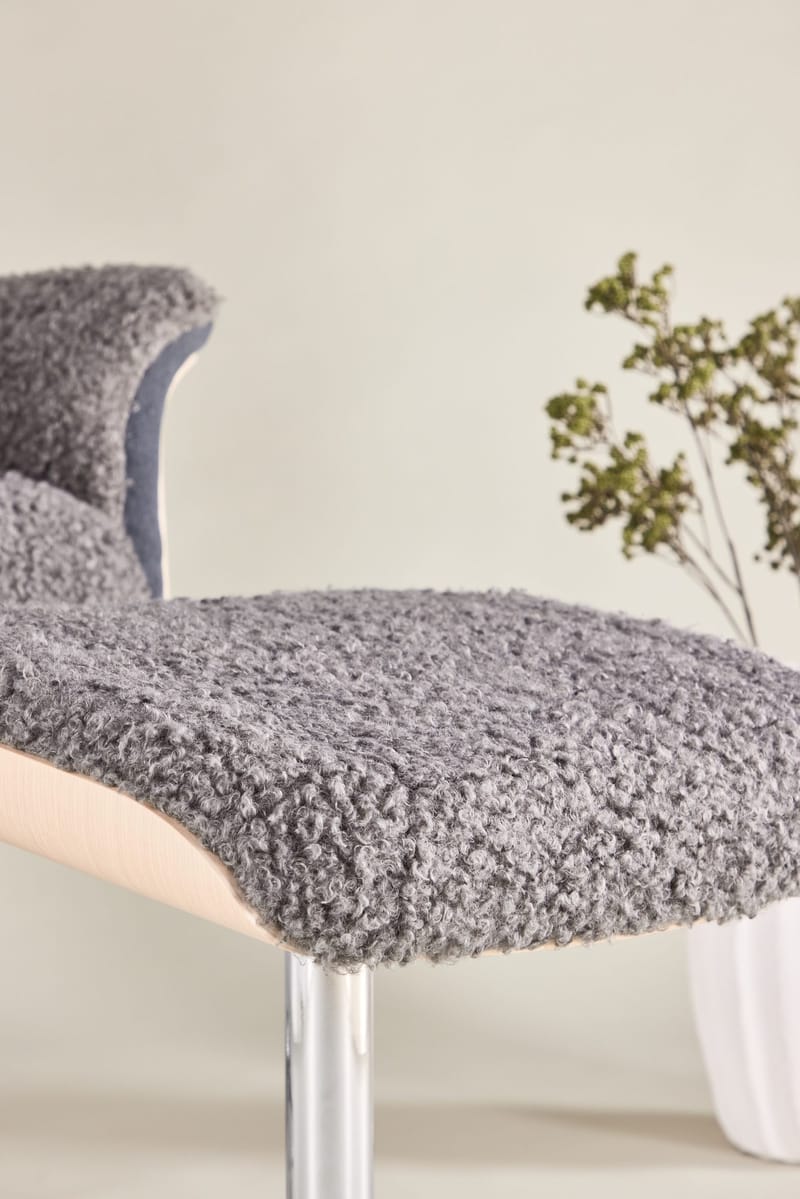 Reclinerfåtölj med fotpall - Grå fårskinnsimitation/whitewash ek - Grå - Möbler - Stolar & fåtöljer - Fåtölj - Fåtölj med fotpall