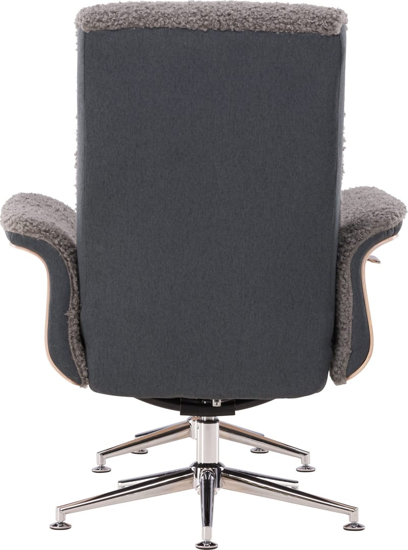 Reclinerfåtölj med fotpall - Grå fårskinnsimitation/whitewash ek - Grå - Möbler - Stolar & fåtöljer - Fåtölj - Fåtölj med fotpall