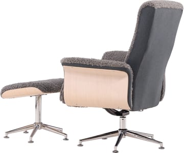 Reclinerfåtölj med fotpall - Grå fårskinnsimitation/whitewash ek - Grå - Möbler - Stolar & fåtöljer - Fåtölj - Fåtölj med fotpall