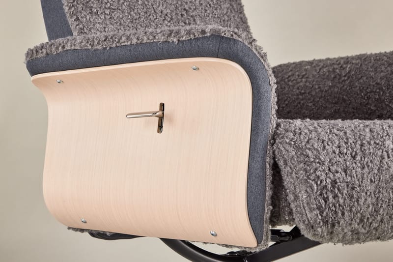 Reclinerfåtölj med fotpall - Grå fårskinnsimitation/whitewash ek - Grå - Möbler - Stolar & fåtöljer - Fåtölj - Fåtölj med fotpall