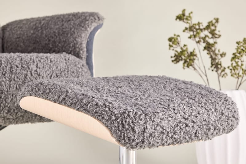 Reclinerfåtölj med fotpall - Grå fårskinnsimitation/whitewash ek - Grå - Möbler - Stolar & fåtöljer - Fåtölj - Fåtölj med fotpall