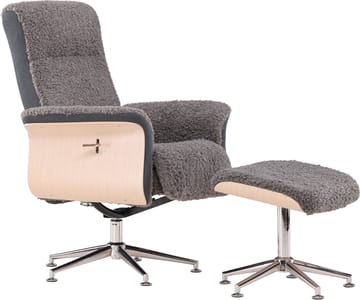 Reclinerfåtölj med fotpall - Grå fårskinnsimitation/whitewash ek - Grå - Möbler - Stolar & fåtöljer - Fåtölj - Fåtölj med fotpall