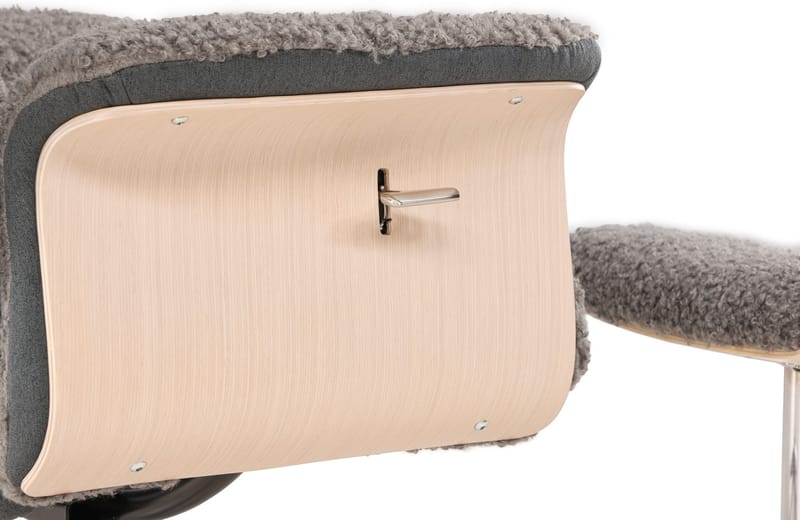 Reclinerfåtölj med fotpall - Grå fårskinnsimitation/whitewash ek - Grå - Möbler - Stolar & fåtöljer - Fåtölj - Fåtölj med fotpall