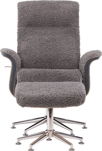 Reclinerfåtölj med fotpall - Grå fårskinnsimitation/whitewash ek - Grå - Möbler - Stolar & fåtöljer - Fåtölj - Fåtölj med fotpall