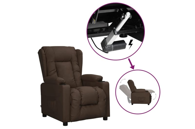 Reclinerfåtölj med uppresningshjälp brun konstläder - Brun - Möbler - Stolar & fåtöljer - Fåtölj - Biofåtölj & reclinerfåtölj