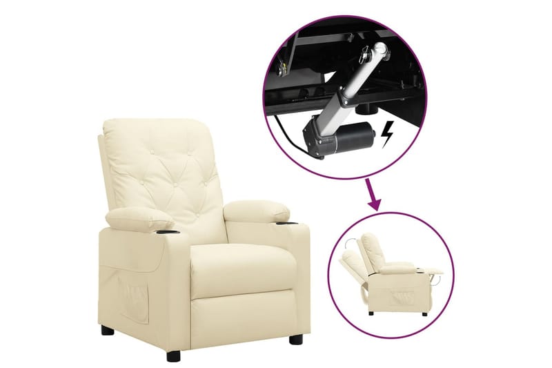 Reclinerfåtölj med uppresningshjälp gräddvit konstläder - Kräm - Möbler - Stolar & fåtöljer - Fåtölj - Biofåtölj & reclinerfåtölj