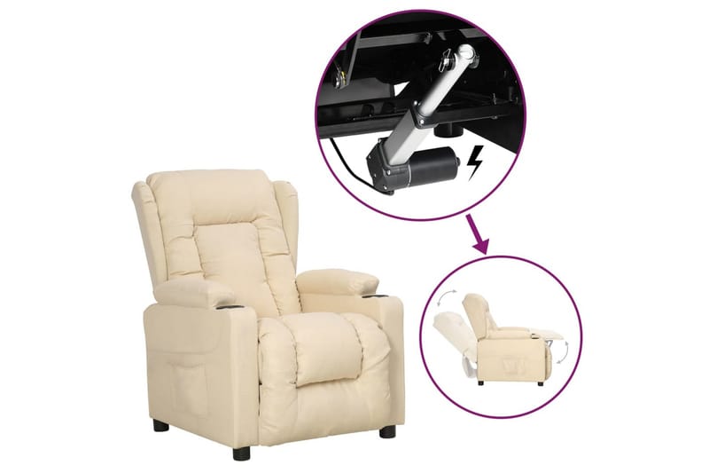Reclinerfåtölj med uppresningshjälp gräddvit tyg - Kräm - Möbler - Stolar & fåtöljer - Fåtölj - Biofåtölj & reclinerfåtölj