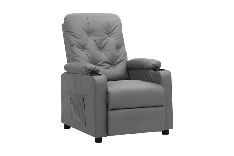 Reclinerfåtölj med uppresningshjälp grå konstläder - Grå - Möbler - Stolar & fåtöljer - Fåtölj - Biofåtölj & reclinerfåtölj