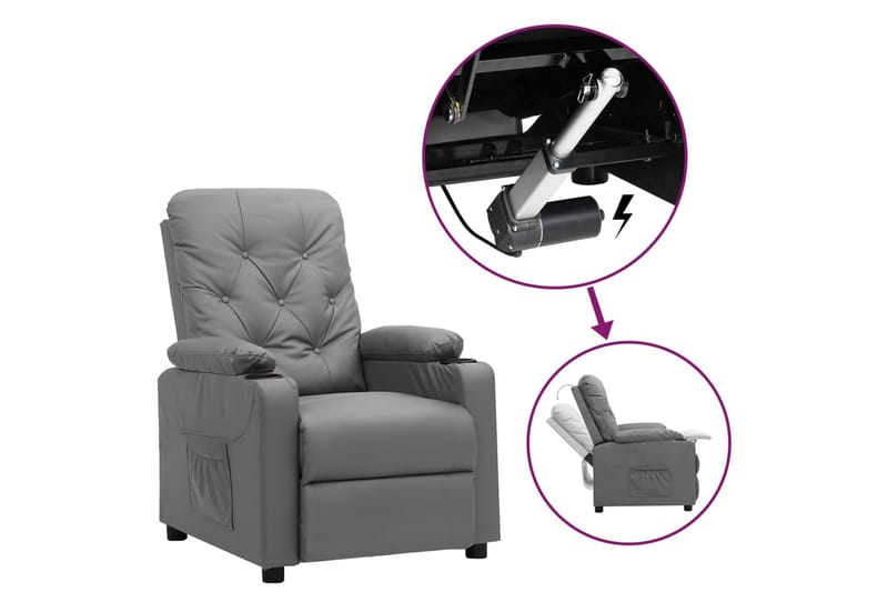 Reclinerfåtölj med uppresningshjälp grå konstläder - Grå - Möbler - Stolar & fåtöljer - Fåtölj - Biofåtölj & reclinerfåtölj
