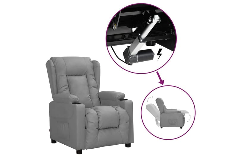 Reclinerfåtölj med uppresningshjälp grå konstläder - Grå - Möbler - Stolar & fåtöljer - Fåtölj - Biofåtölj & reclinerfåtölj