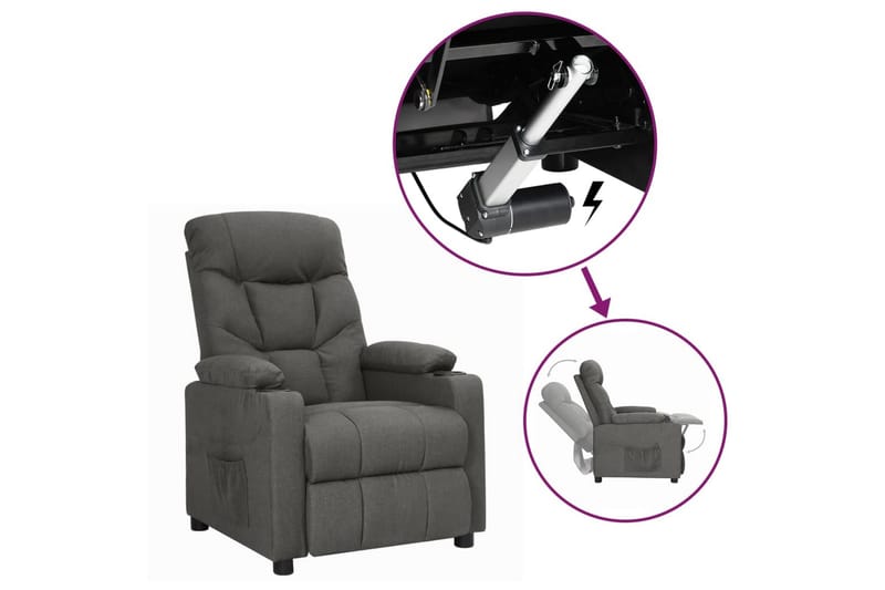 Reclinerfåtölj med uppresningshjälp mörkgrå tyg - Grå - Möbler - Stolar & fåtöljer - Fåtölj - Biofåtölj & reclinerfåtölj