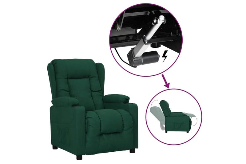 Reclinerfåtölj med uppresningshjälp mörkgrön tyg - Grön - Möbler - Stolar & fåtöljer - Fåtölj - Biofåtölj & reclinerfåtölj