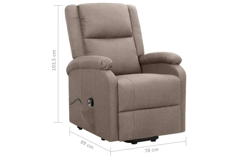 Reclinerfåtölj med uppresningshjälp taupe tyg - Brun - Möbler - Stolar & fåtöljer - Fåtölj - Biofåtölj & reclinerfåtölj