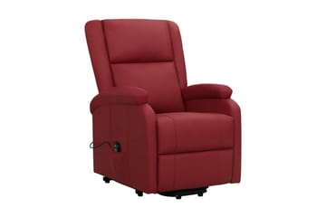 Reclinerfåtölj med uppresningshjälp vinröd konstläder