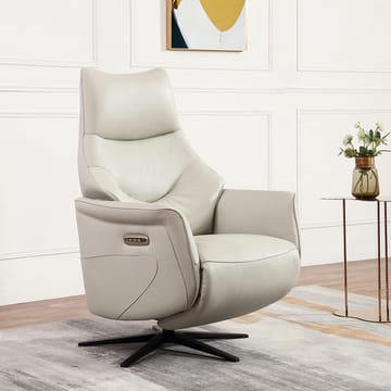 Reclinerfåtölj Rosdal med elektrisk mekanism - beige läder - Möbler - Stolar & fåtöljer - Fåtölj - Snurrfåtölj