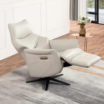 Reclinerfåtölj Rosdal med elektrisk mekanism - beige läder - Möbler - Stolar & fåtöljer - Fåtölj - Snurrfåtölj