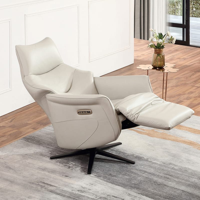 Reclinerfåtölj Rosdal med elektrisk mekanism - beige läder - Möbler - Stolar & fåtöljer - Fåtölj - Biofåtölj & reclinerfåtölj