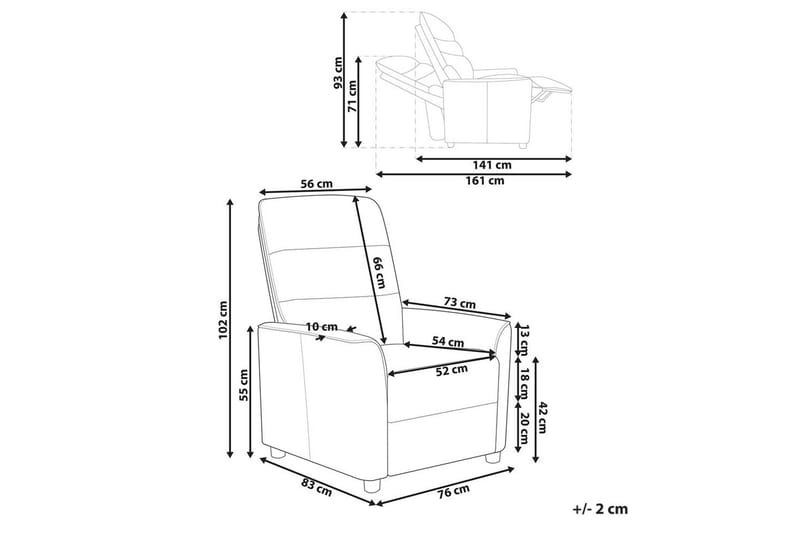 Reclinerfåtölj Sande Vit/Svart - Vit/Svart - Möbler - Stolar & fåtöljer - Fåtölj - Biofåtölj & reclinerfåtölj