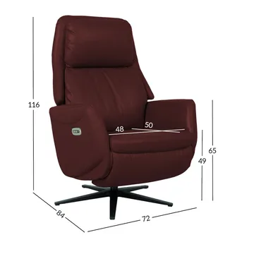 Reclinerfåtölj Wikros med elektrisk mekanism - mörkröd - Möbler - Stolar & fåtöljer - Fåtölj - Skinnfåtölj & läderfåtölj