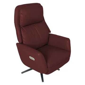 Reclinerfåtölj Wikros med elektrisk mekanism - mörkröd - Möbler - Stolar & fåtöljer - Fåtölj - Skinnfåtölj & läderfåtölj