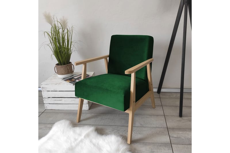 Retro Fåtölj - Sammet/Grön - Möbler - Stolar & fåtöljer - Fåtölj