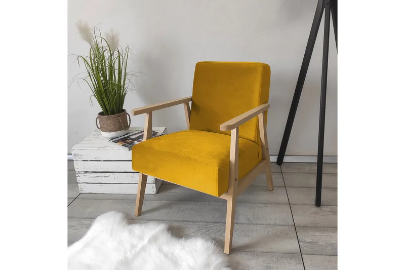 Retro Fåtölj - Sammet/Gul - Möbler - Stolar & fåtöljer - Fåtölj