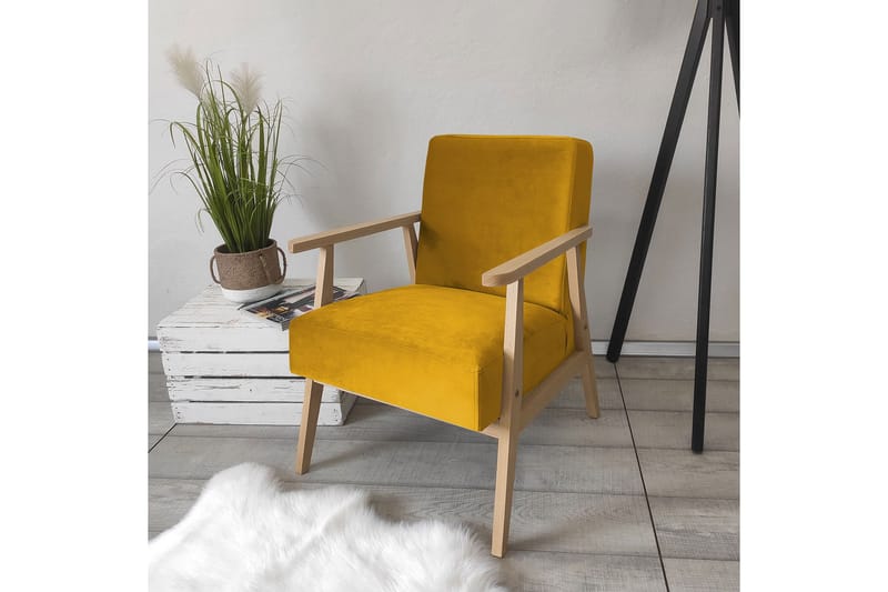 Retro Fåtölj - Sammet/Gul - Möbler - Stolar & fåtöljer - Fåtölj