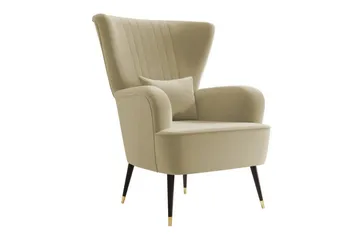 Rushmore Retro Fåtölj i Tyg med Träben - Beige - Möbler - Stolar & fåtöljer - Fåtölj