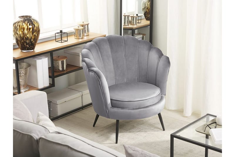 Sarannell Sammetsfåtölj - Grå - Möbler - Stolar & fåtöljer - Fåtölj
