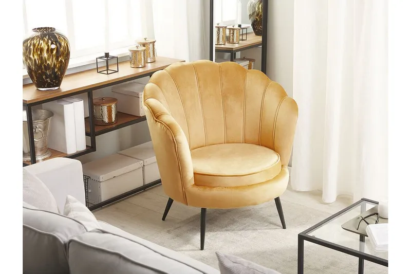 Sarannell Sammetsfåtölj - Gul - Möbler - Stolar & fåtöljer - Fåtölj