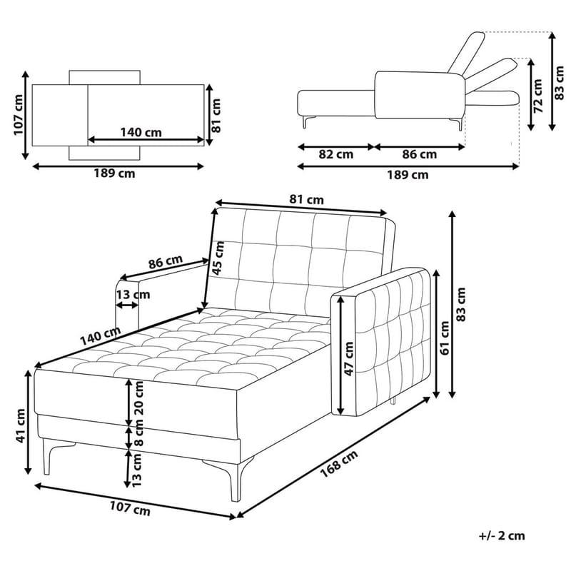 schäslong Aberdeen - Grå, svart - Möbler - Soffa - Modulsoffor - Övriga moduler till modulsoffa