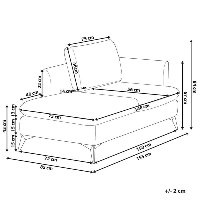 Schäslong Sievoz - Blå, Svart/Högervänd - Möbler - Stolar & fåtöljer - Fåtölj - Schäslongfåtölj & divanfåtölj