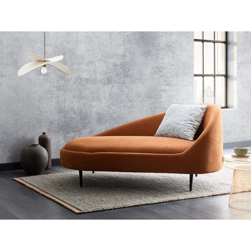 Schäslong Valreas - Orange, svart/Högervänd - Möbler - Stolar & fåtöljer - Fåtölj - Schäslongfåtölj & divanfåtölj