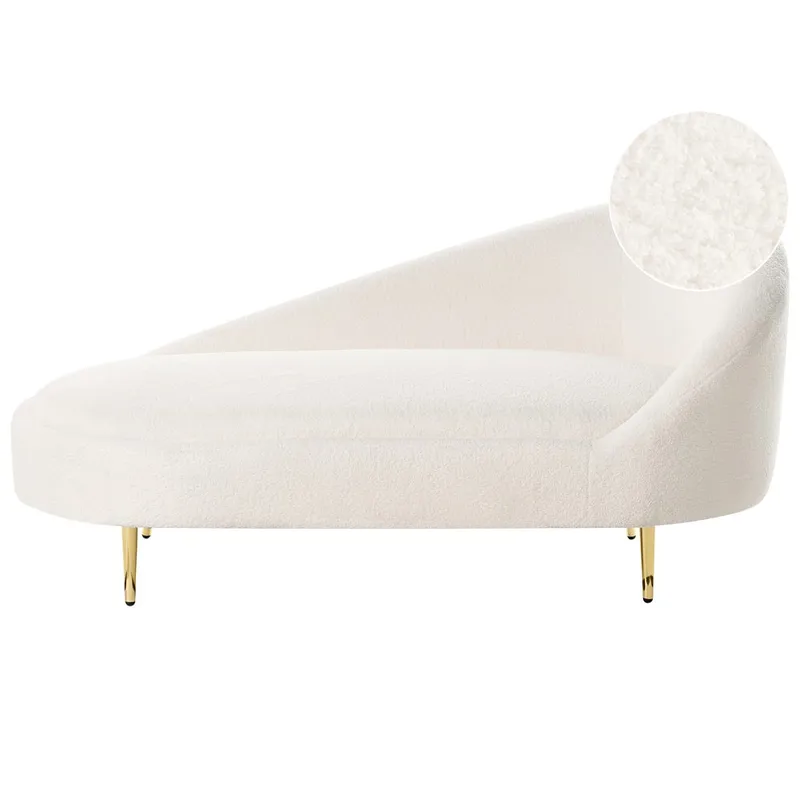 Schäslong Valreas - Vitt, guld/Högervänd - Möbler - Stolar & fåtöljer - Fåtölj - Schäslongfåtölj & divanfåtölj