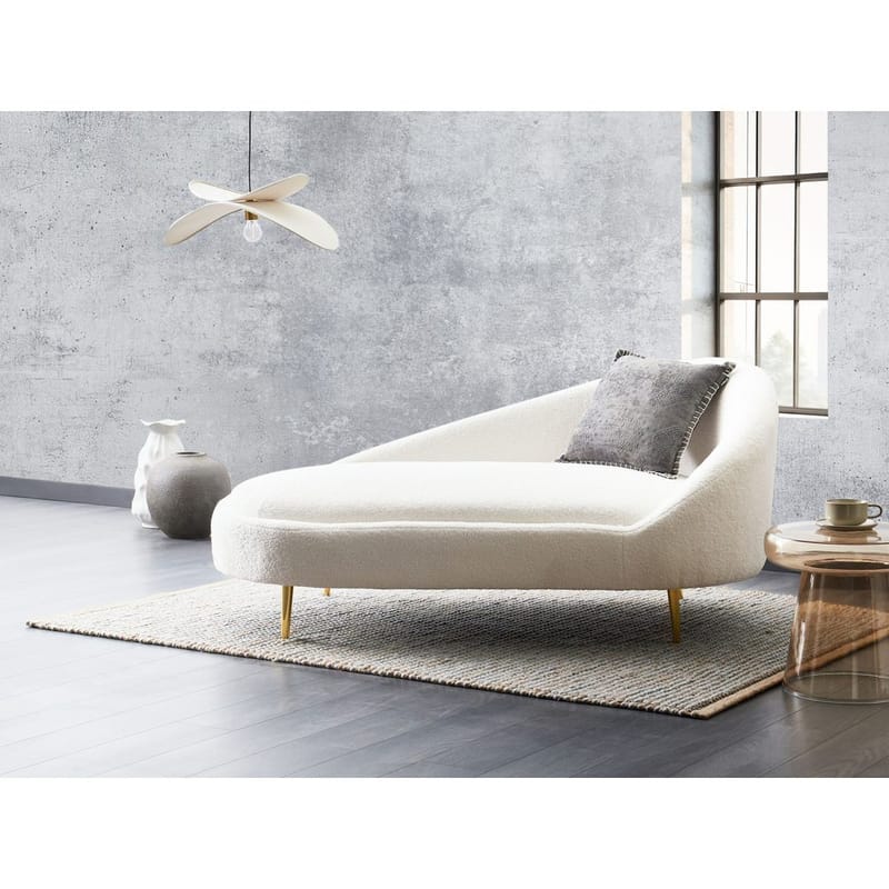 Schäslong Valreas - Vitt, guld/Högervänd - Möbler - Stolar & fåtöljer - Fåtölj - Schäslongfåtölj & divanfåtölj