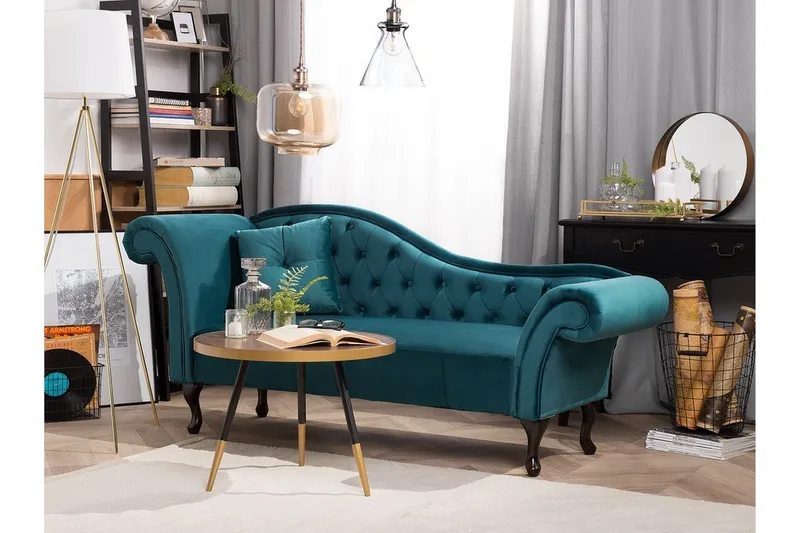 Lattes 2-sits Vänstervänd Rak Dagbädd i Tyg - Blå - Möbler - Soffa - Dagbäddar