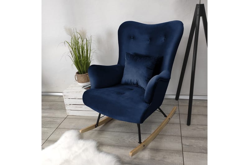 Skandynawski Fåtölj - Sammet/Blå - Möbler - Stolar & fåtöljer - Fåtölj