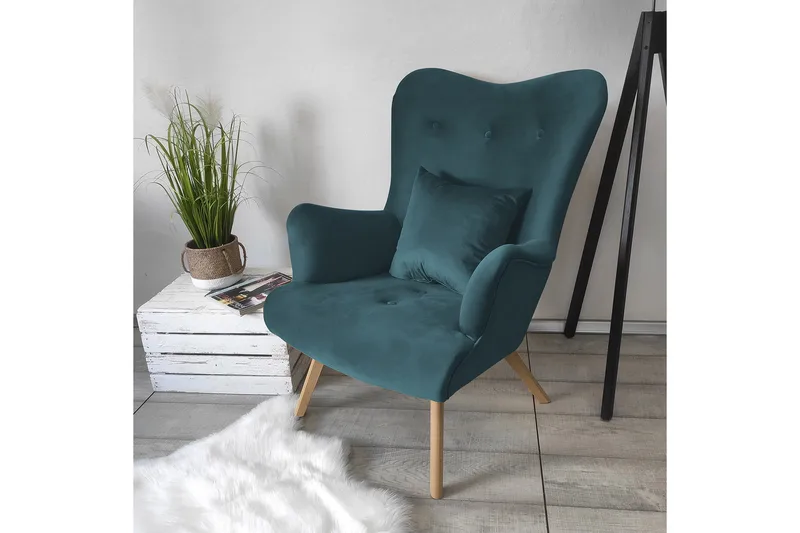 Skandynawski Fåtölj - Sammet/Blå - Möbler - Stolar & fåtöljer - Fåtölj