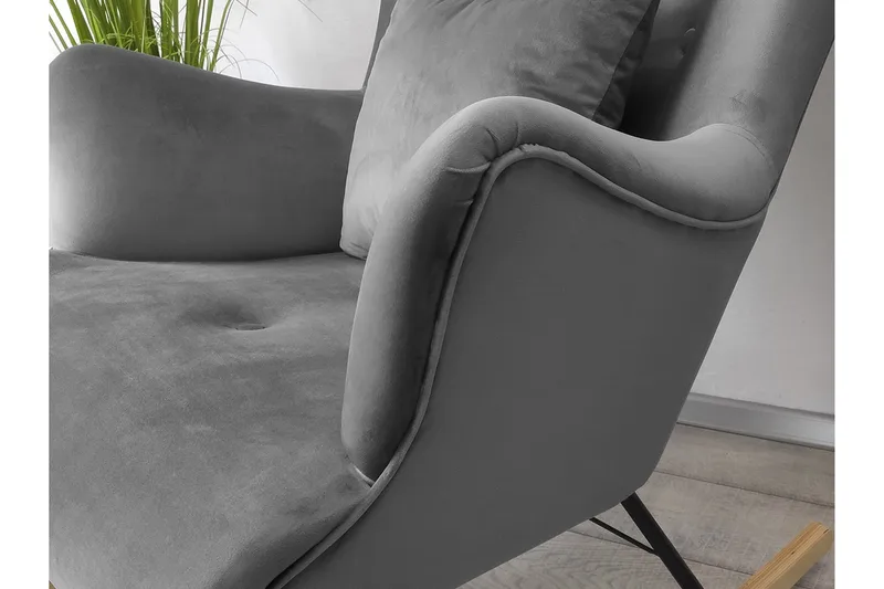 Skandynawski Fåtölj - Sammet/Grå - Möbler - Stolar & fåtöljer - Fåtölj