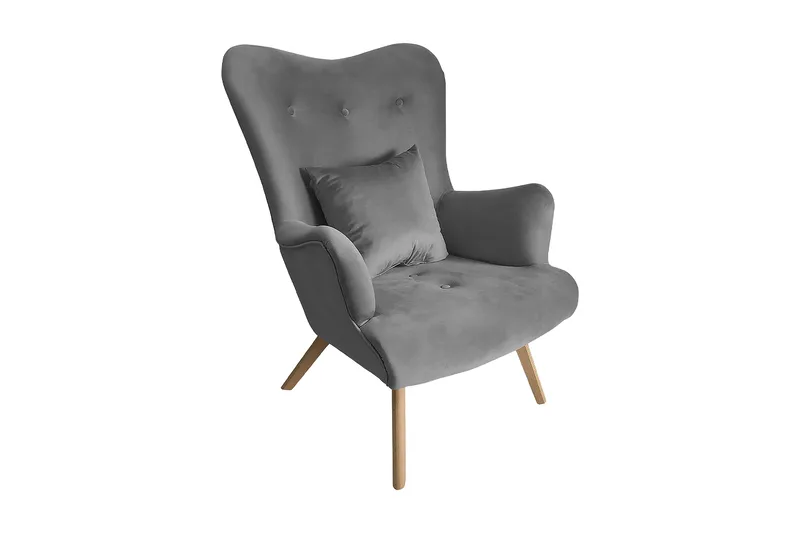 Skandynawski Fåtölj - Sammet/Grå - M öbler - Stolar & fåtöljer - Fåtölj