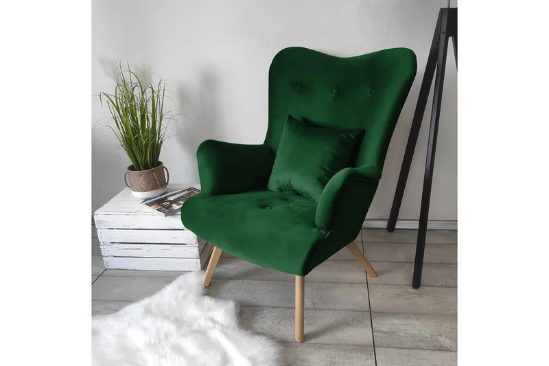 Skandynawski Fåtölj - Sammet/Grön - Möbler - Stolar & fåtöljer - Fåtölj