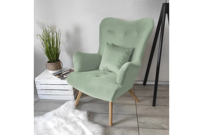 Skandynawski Fåtölj - Sammet/Grön - Möbler - Stolar & fåtöljer - Fåtölj