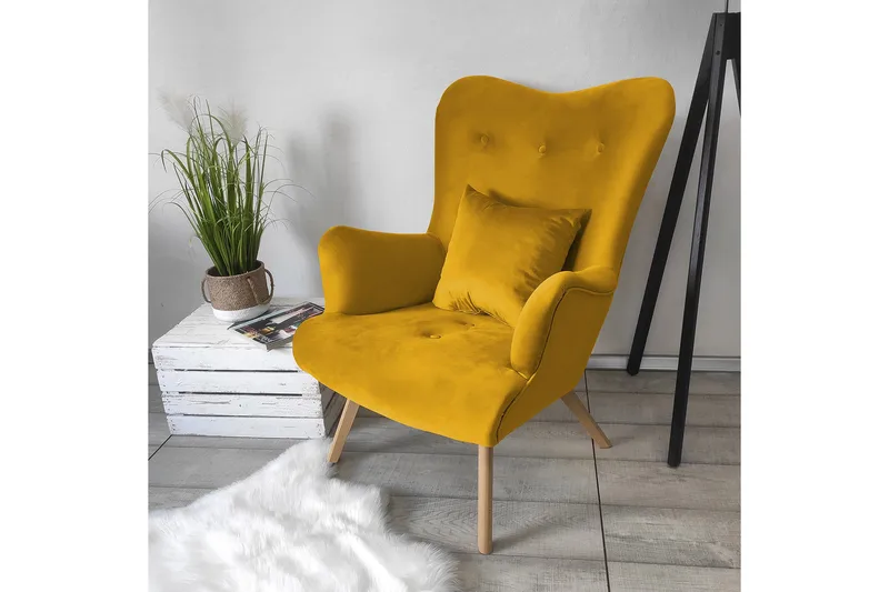 Skandynawski Fåtölj - Sammet/Gul - Möbler - Stolar & fåtöljer - Fåtölj