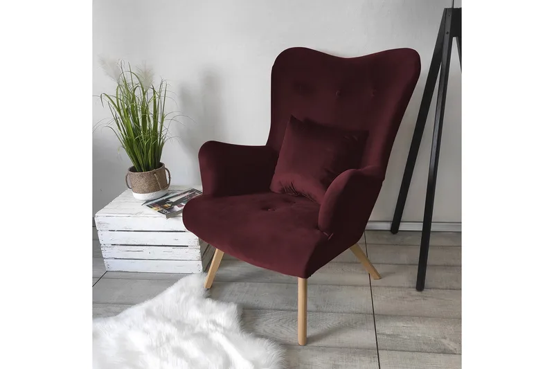 Skandynawski Fåtölj - Sammet/Lila/Röd - Möbler - Stolar & fåtöljer - Fåtölj