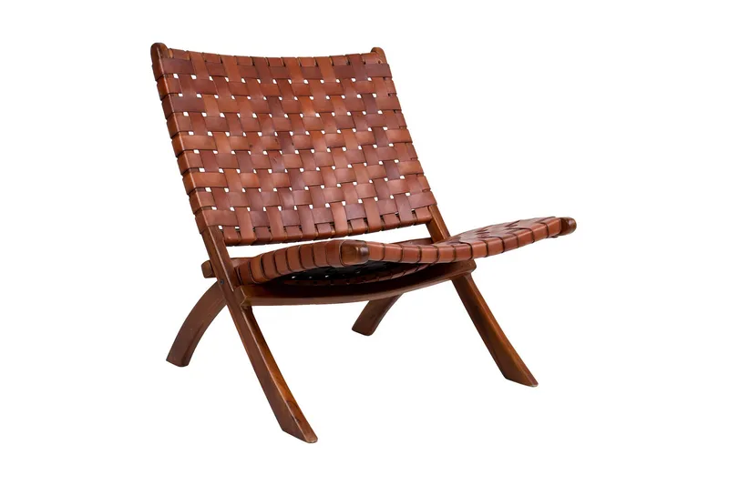 Ricco Läderfåtölj, Brun/Teak