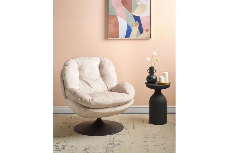 Svängbar fåtölj Nolvik - Beige, svart - Möbler - Stolar & fåtöljer - Fåtölj - Fåtölj utan armstöd