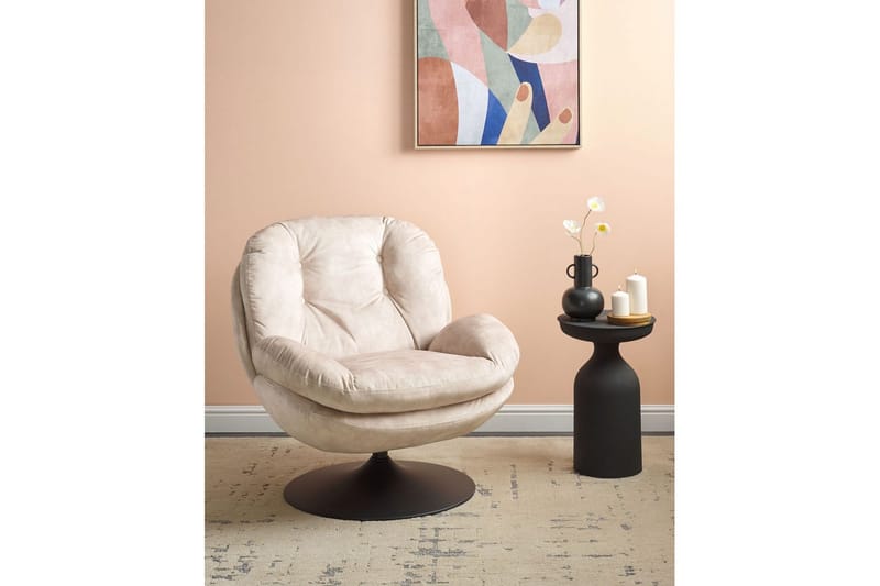 Svängbar fåtölj Nolvik - Beige, svart - Möbler - Stolar & fåtöljer - Fåtölj - Fåtölj utan armstöd