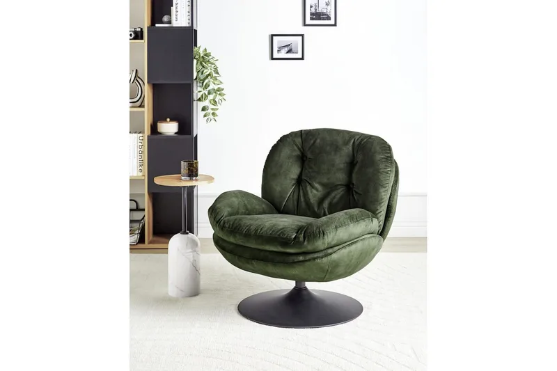 Svängbar fåtölj Nolvik - Grön, Svart - Möbler - Stolar & fåtöljer - Fåtölj - Fåtölj utan armstöd