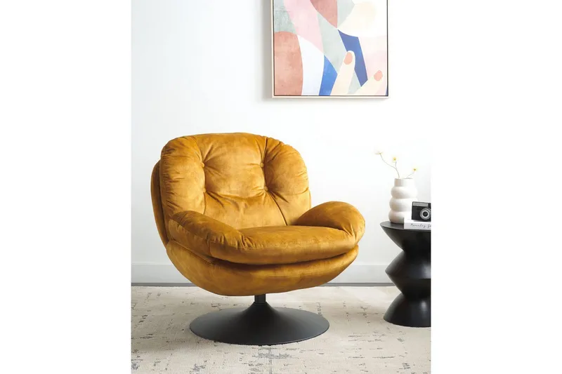 Svängbar fåtölj Nolvik - Gul, Svart - Möbler - Stolar & fåtöljer - Fåtölj - Fåtölj utan armstöd
